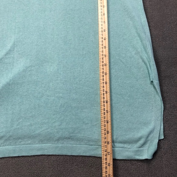 J Jill Aqua Short Cuffed Sleeve Linen Blend Knit Tunic Beachy Coastal size S - Picture 9 of 9